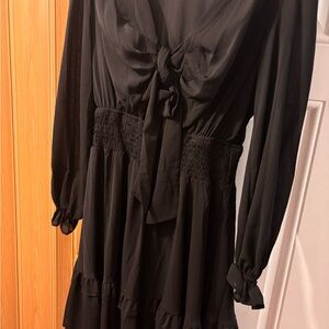 Elegant Black Long-Sleeve Dress